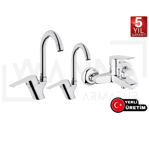 Wanna Krom Angora Seri 3'Lü Batarya Musluk Seti